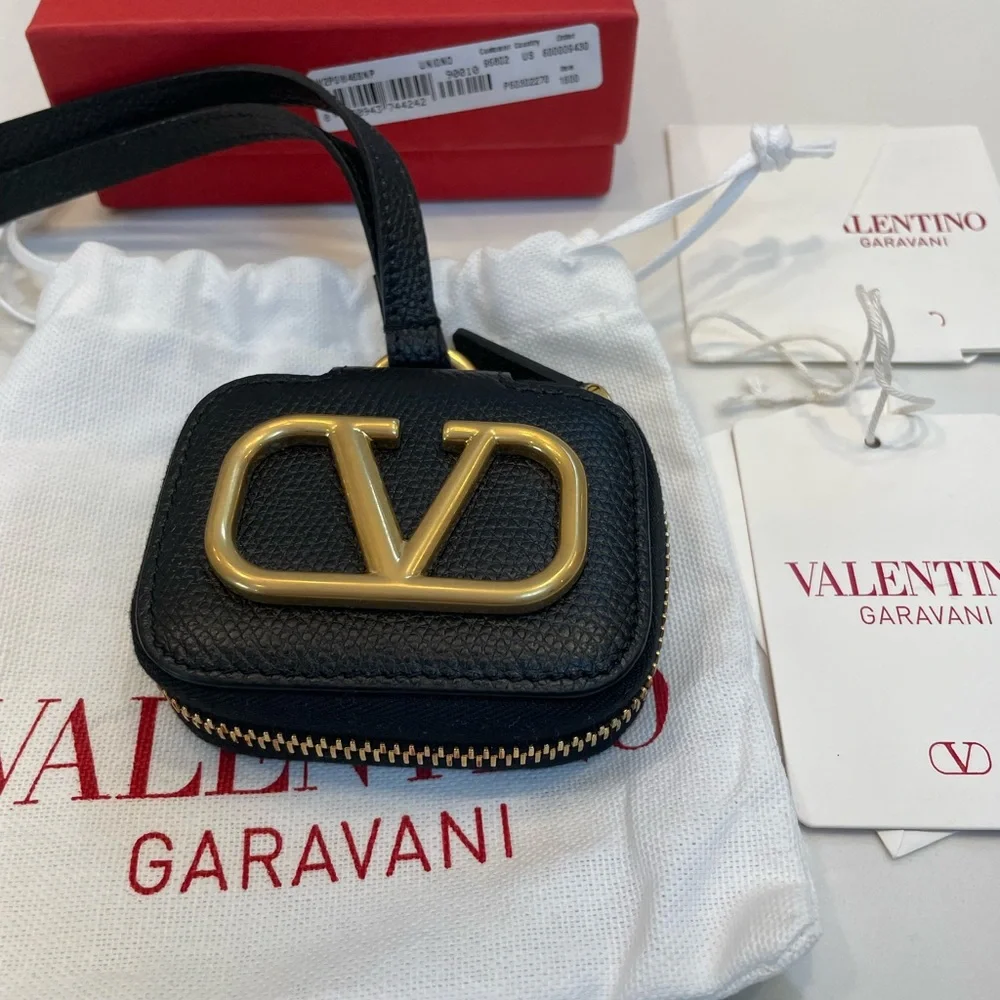 VALENTINO GARAVANI VLogo Calfskin Airpods Pro Case With Leather Strap